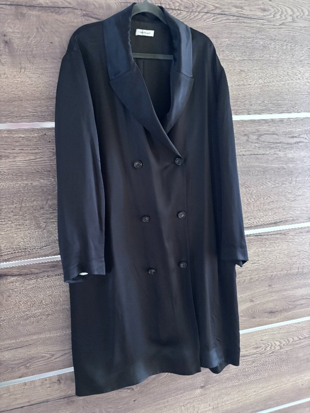 There was One - Black Satin Oversized Double Breasted Jacket - Size 44IT